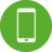Icon grüner Kreis mit weißem Smartphone.