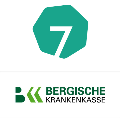 Logos von 7mind und der Bergischen Krankenkasse.